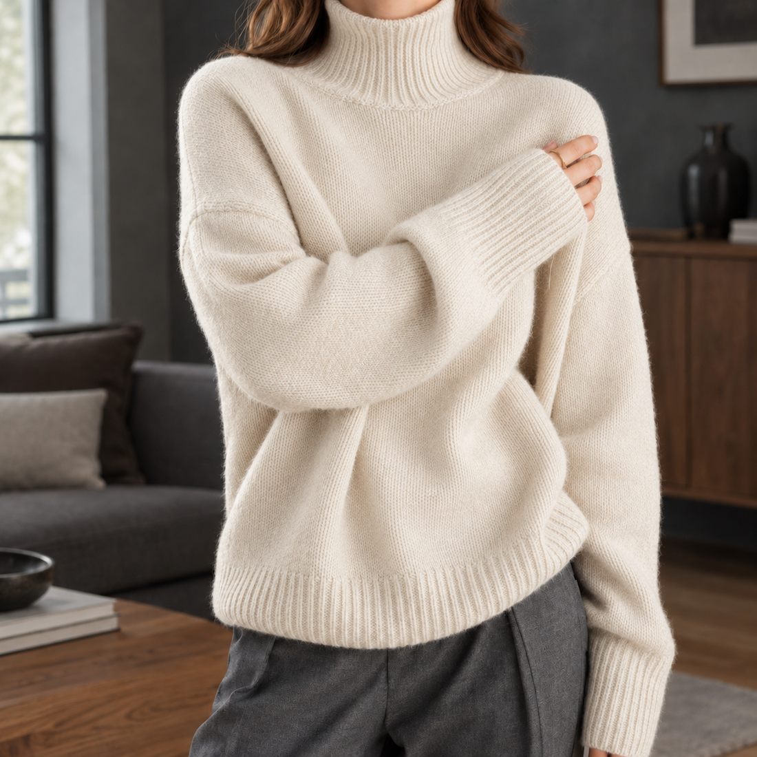 Esther Turtleneck Sweater - Apricot