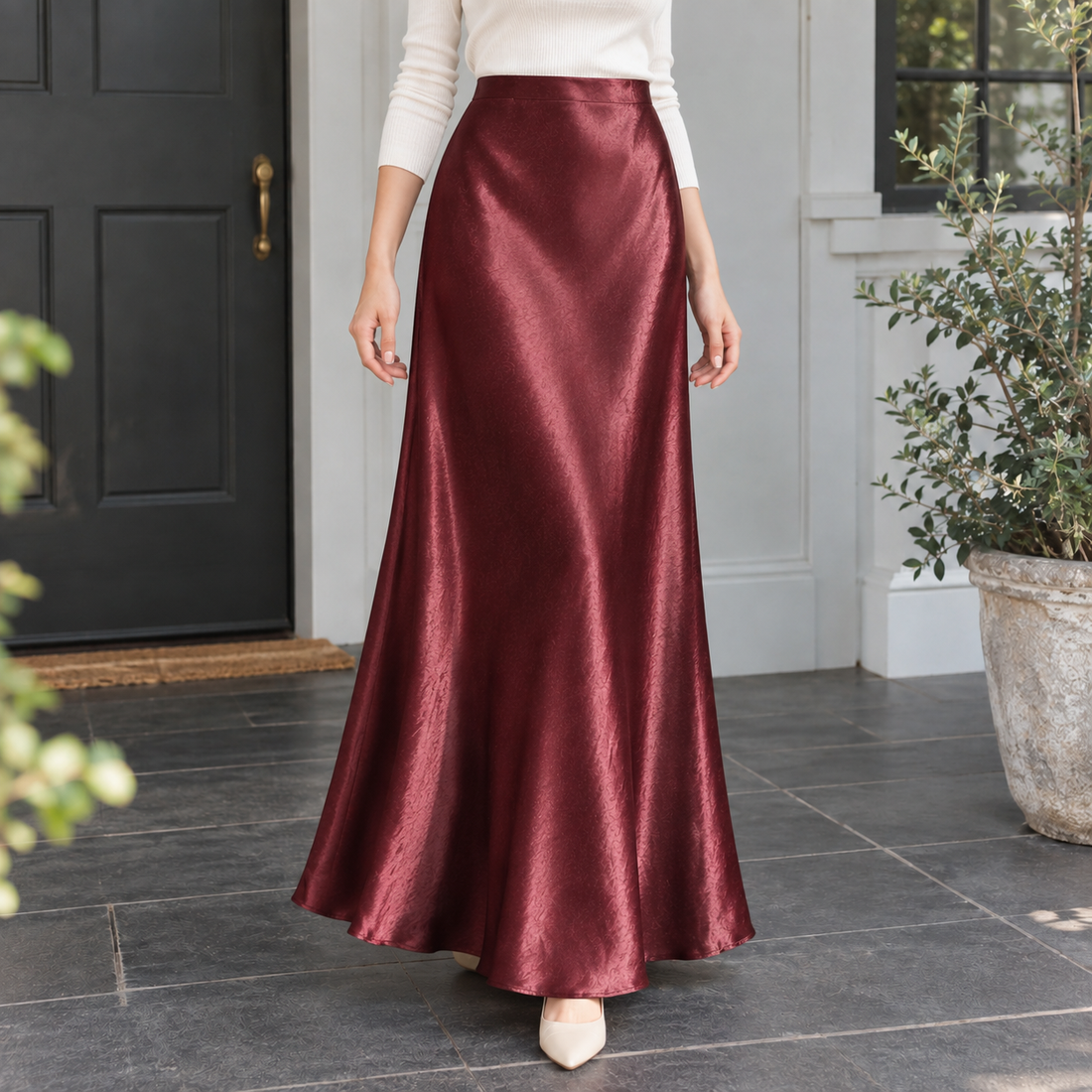Molly Fluid Maxi Skirt - Red