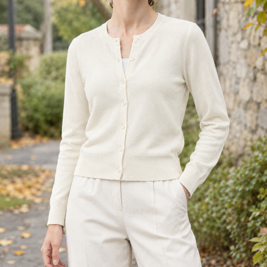 Michelle-Mae Merino Wool Cardigan - Off White