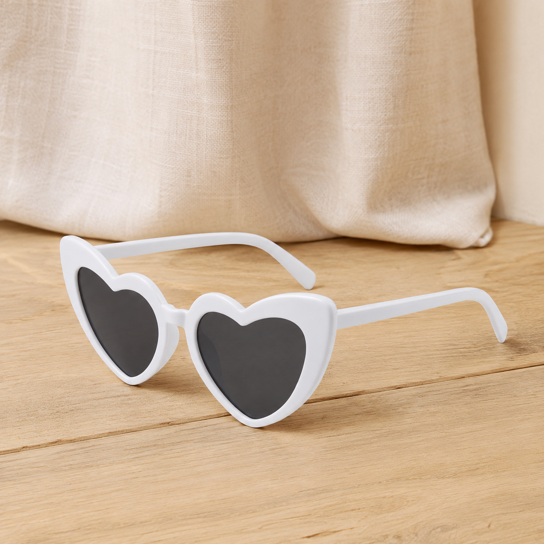 Perpetua Heart Sunglasses - White Frame, Gray Lens