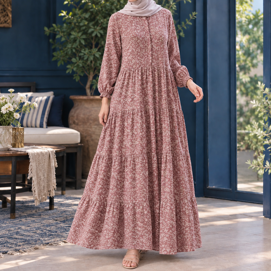 Ernestine Tiered Maxi Dress - Dusty Rose