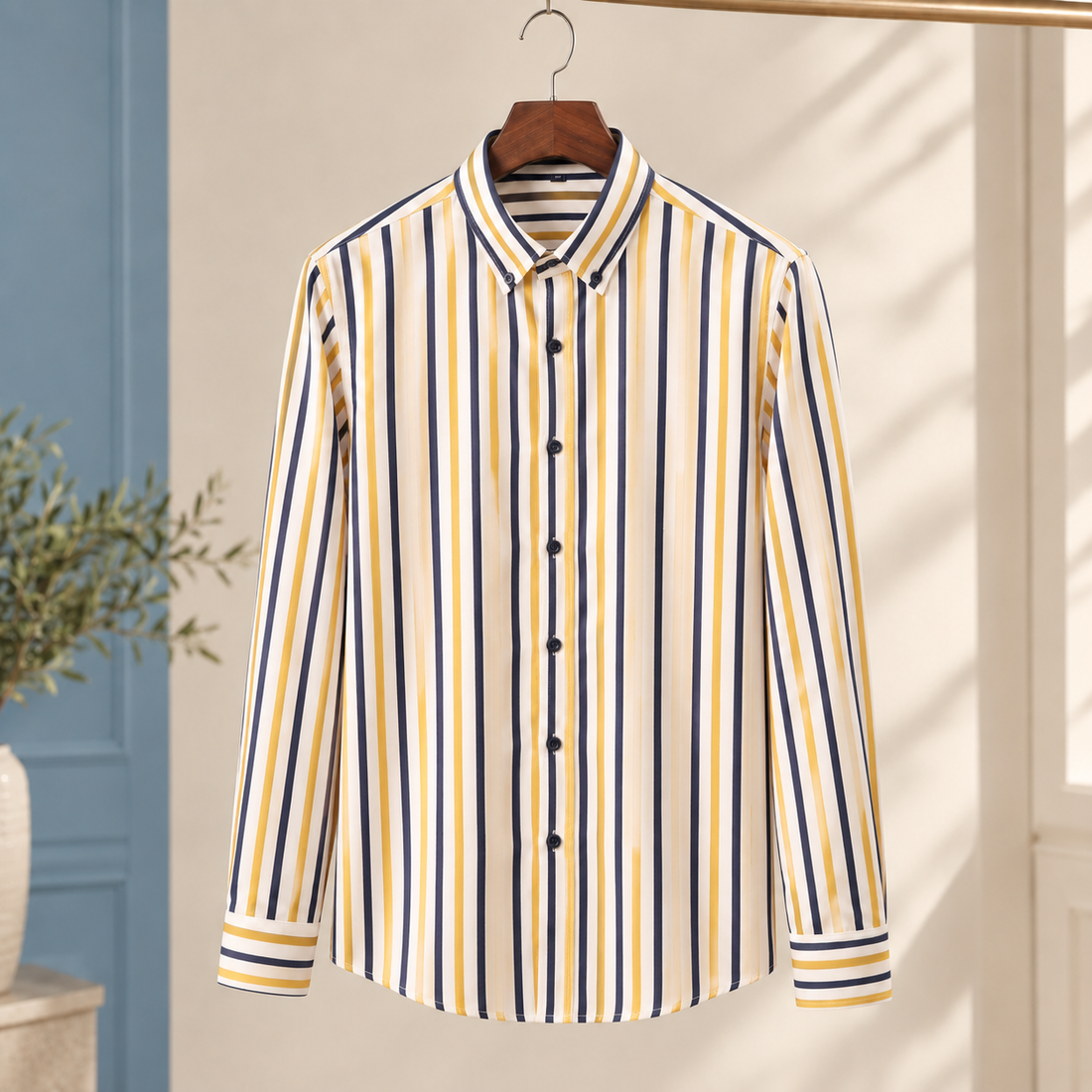Gregoire Striped Shirt - Mustard Navy White