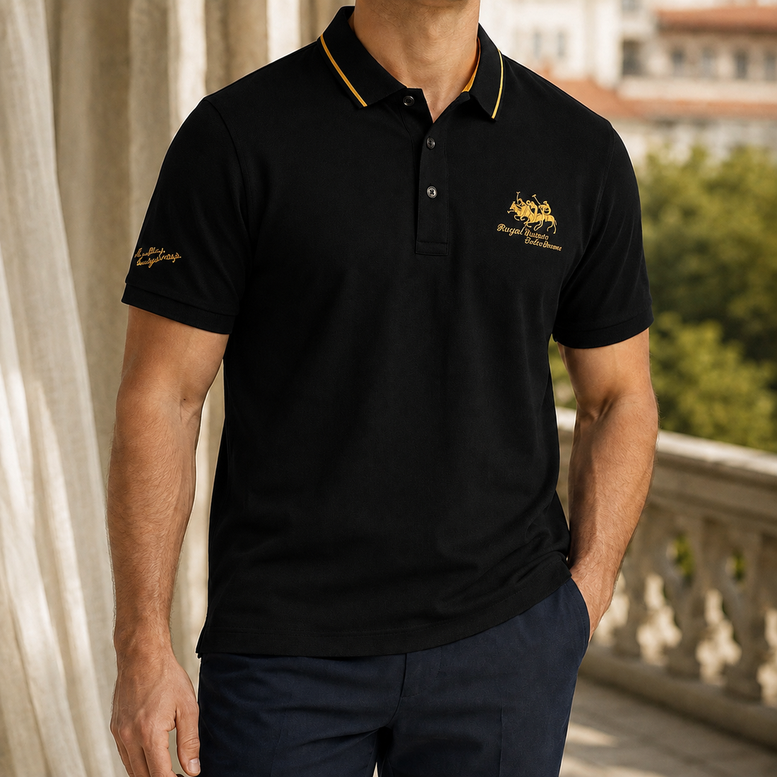 Samson-Hayes Tipped Polo - Black