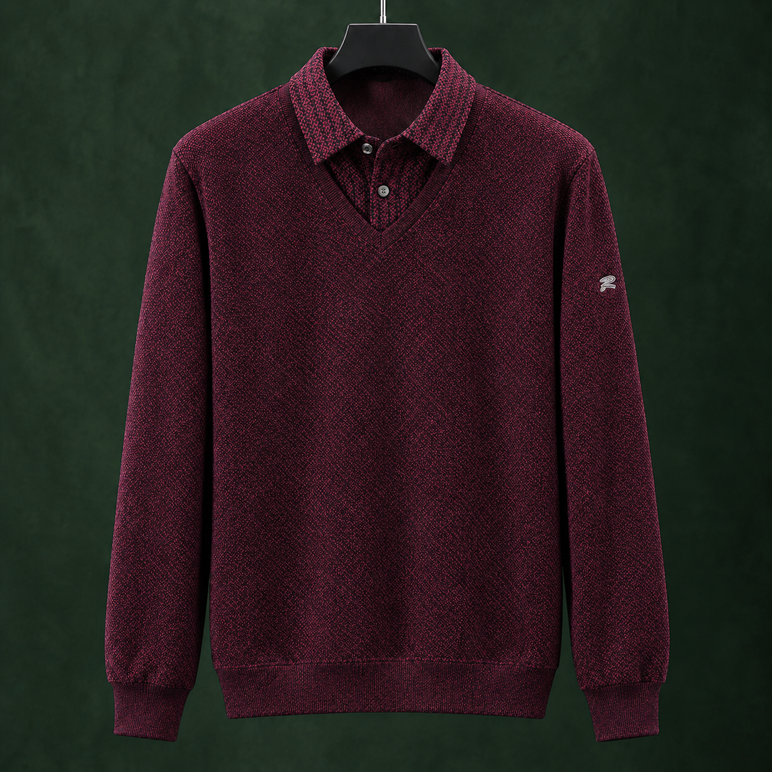 Desmond-Stone Layered Sweater - Purple Red