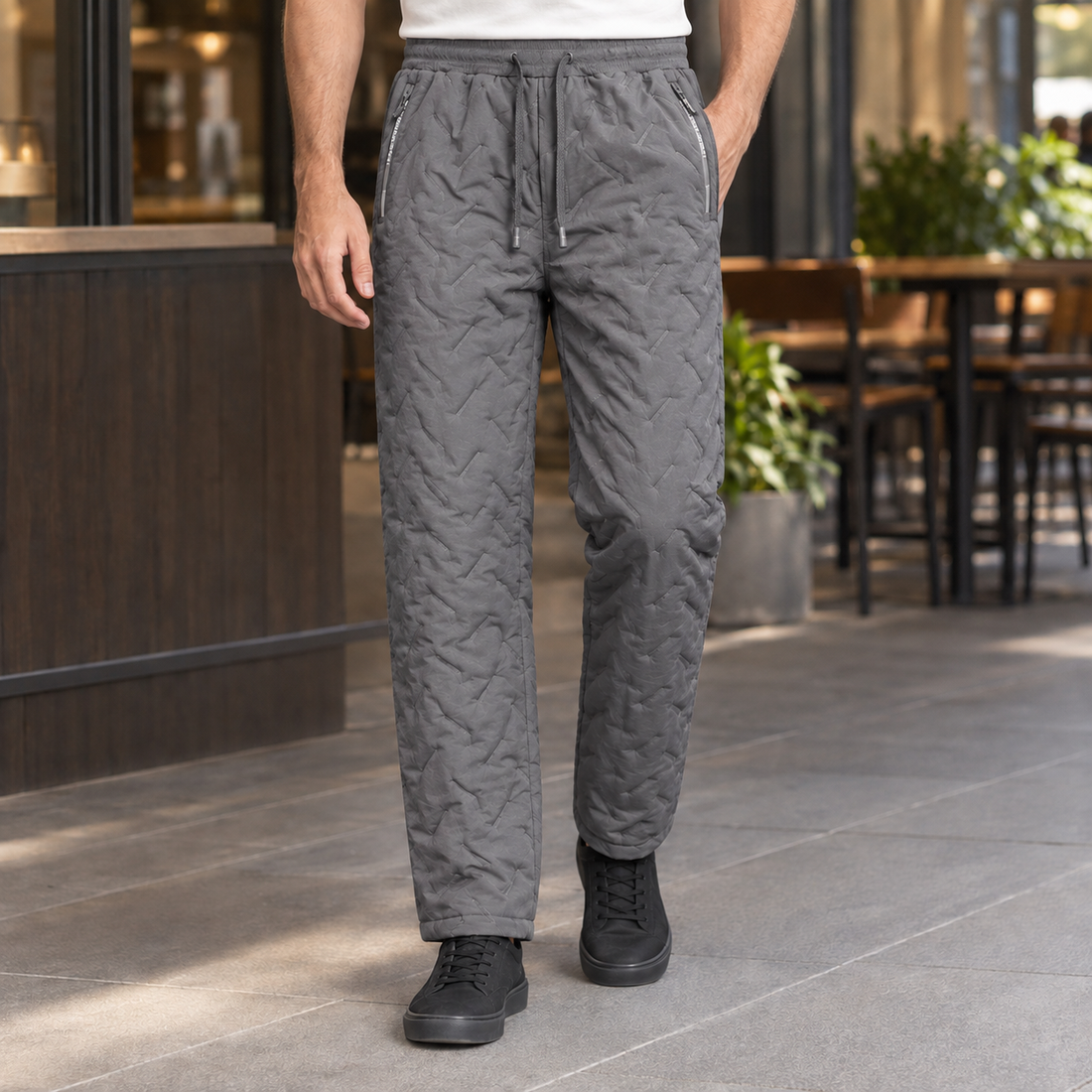 Jonah Textured Pants - Gray Flat