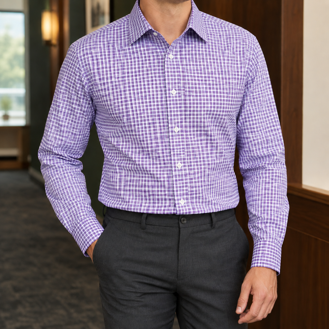 Alastair Fitted Shirt - Purple Plaid