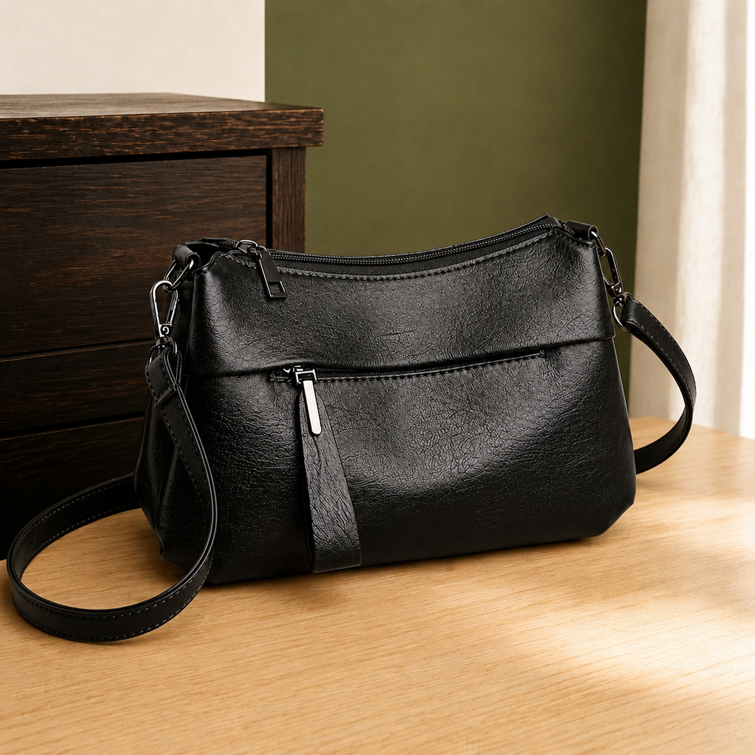 Modena Multi-Zip Crossbody Bag - Black