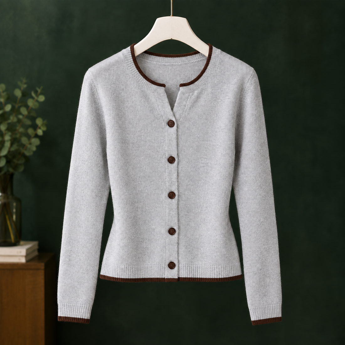 Michelle-June Contrast Cardigan - Gray