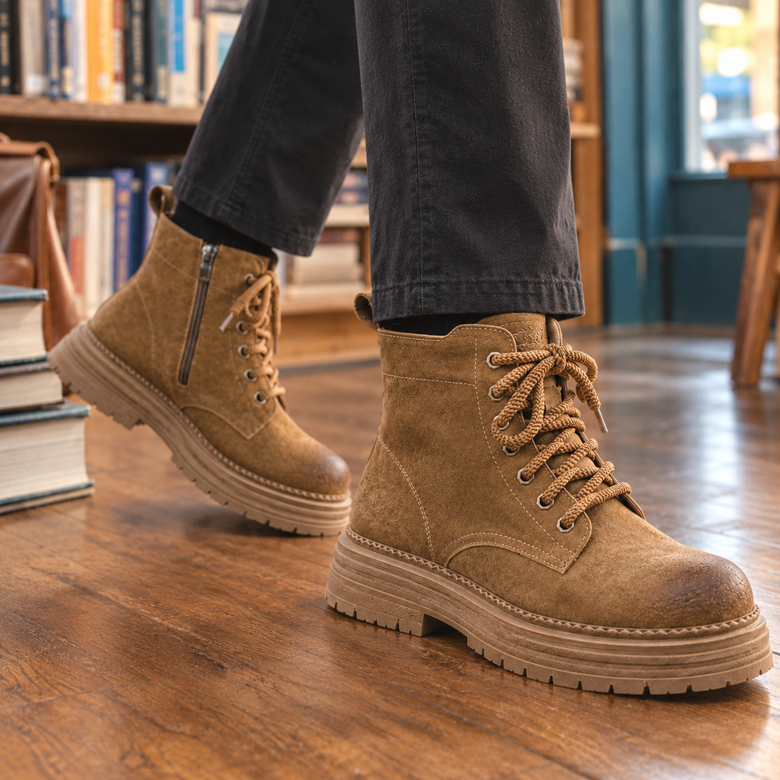Camerino Lace-Up Boots - Caramel Brown