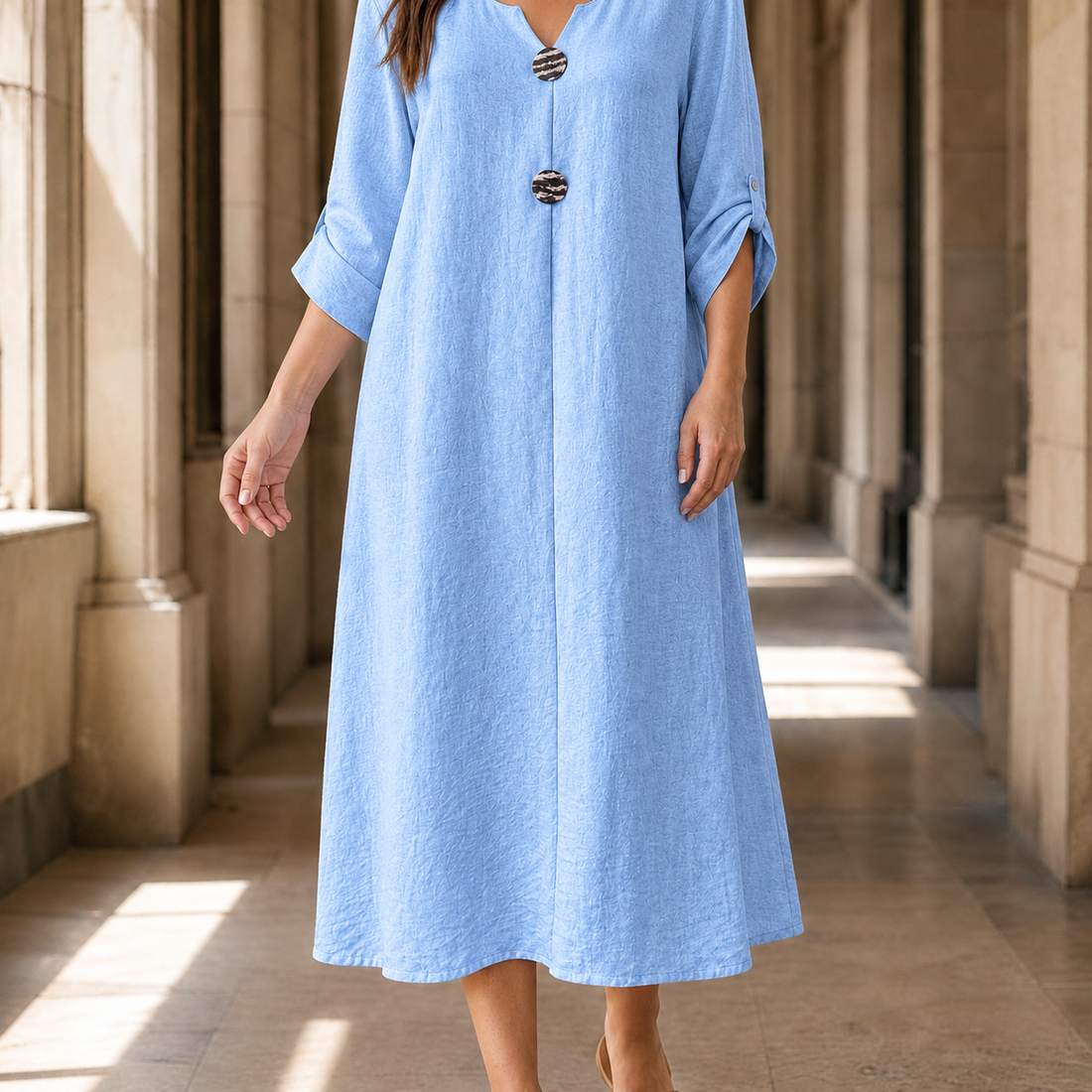 Diana-Faye A-Line Dress - Sky Blue