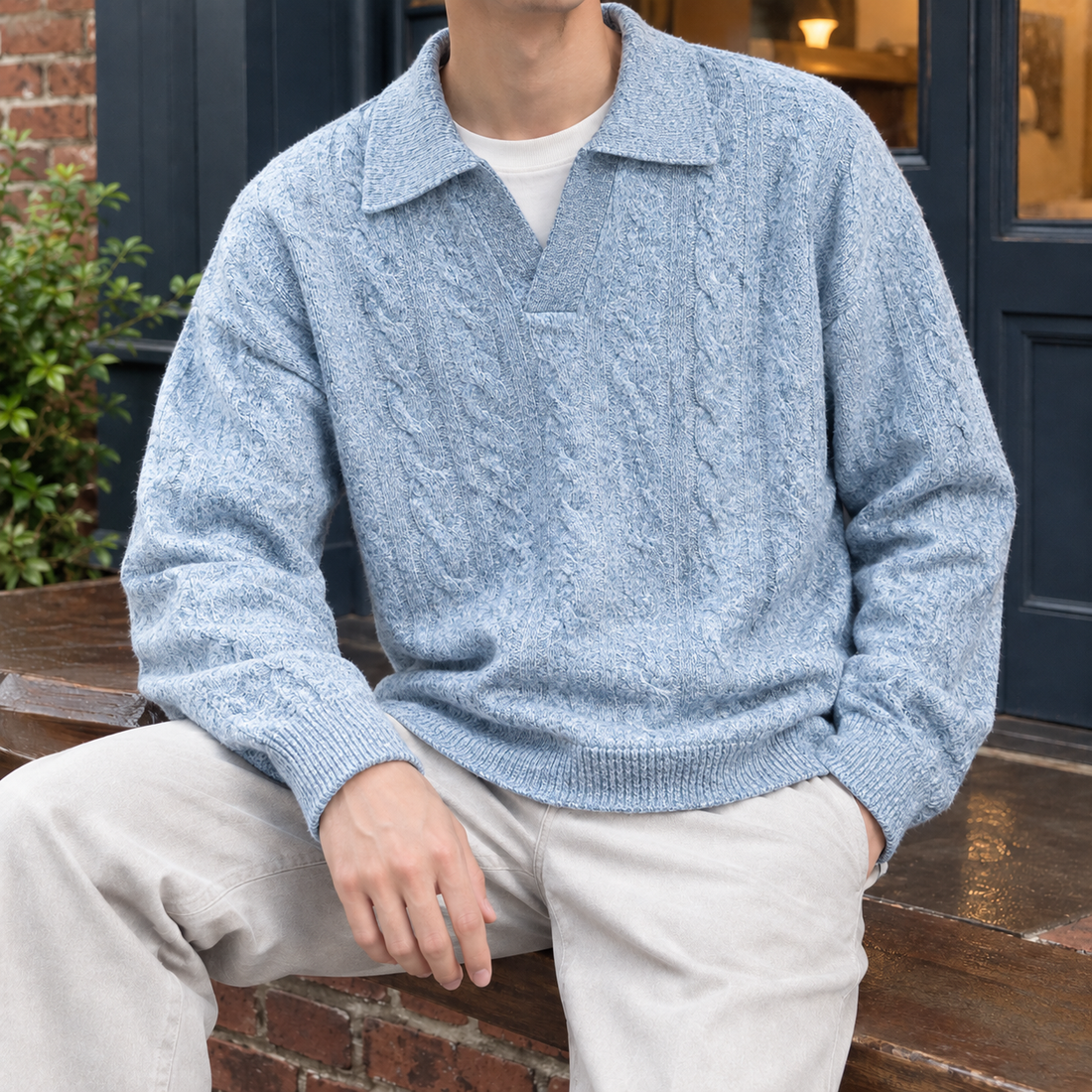 Stanley Cotton Sweater - Light Blue
