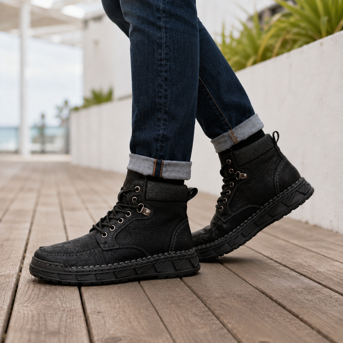 Falcone Moc Toe Boots - True Black