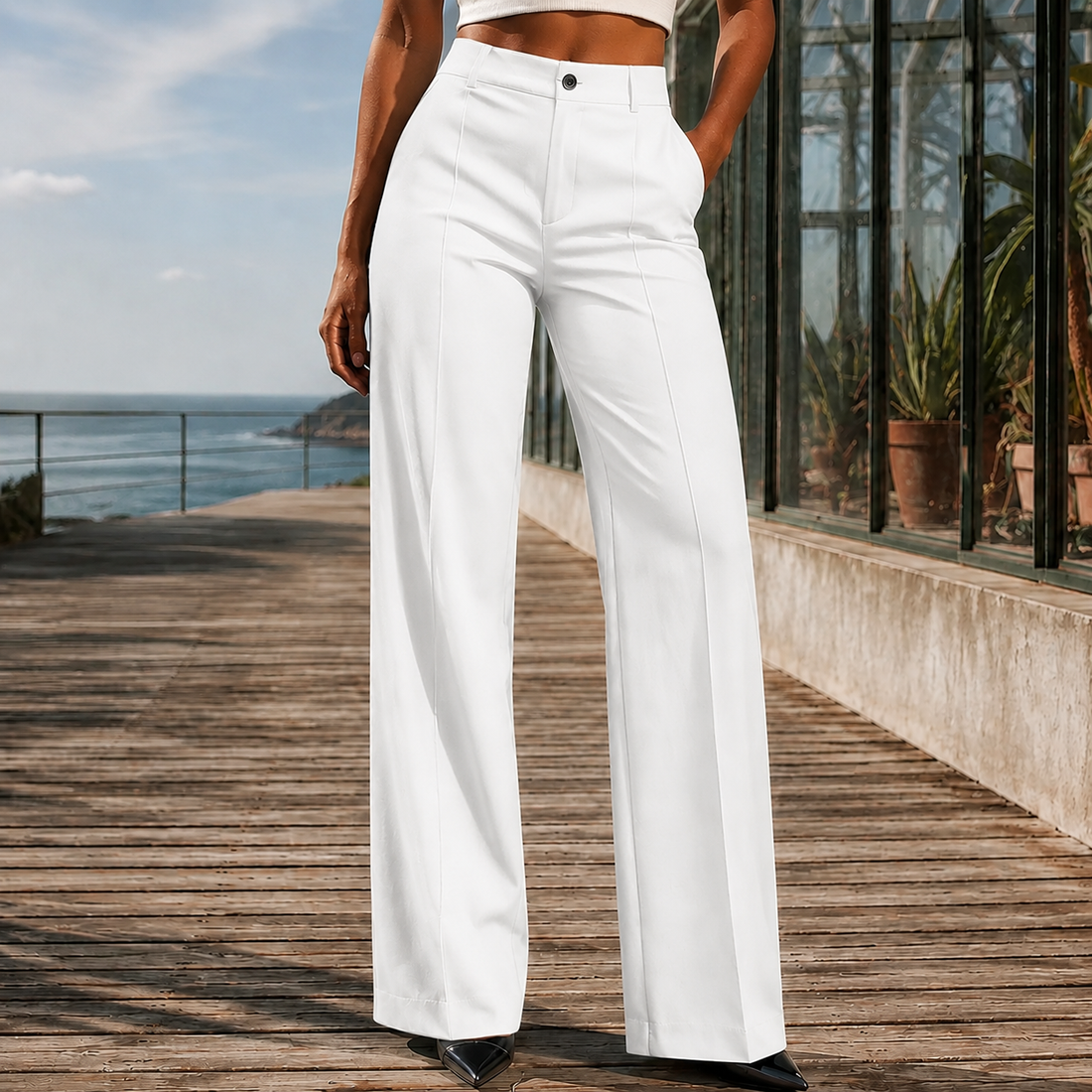 Mabel-Rose Wide Leg Pants - White