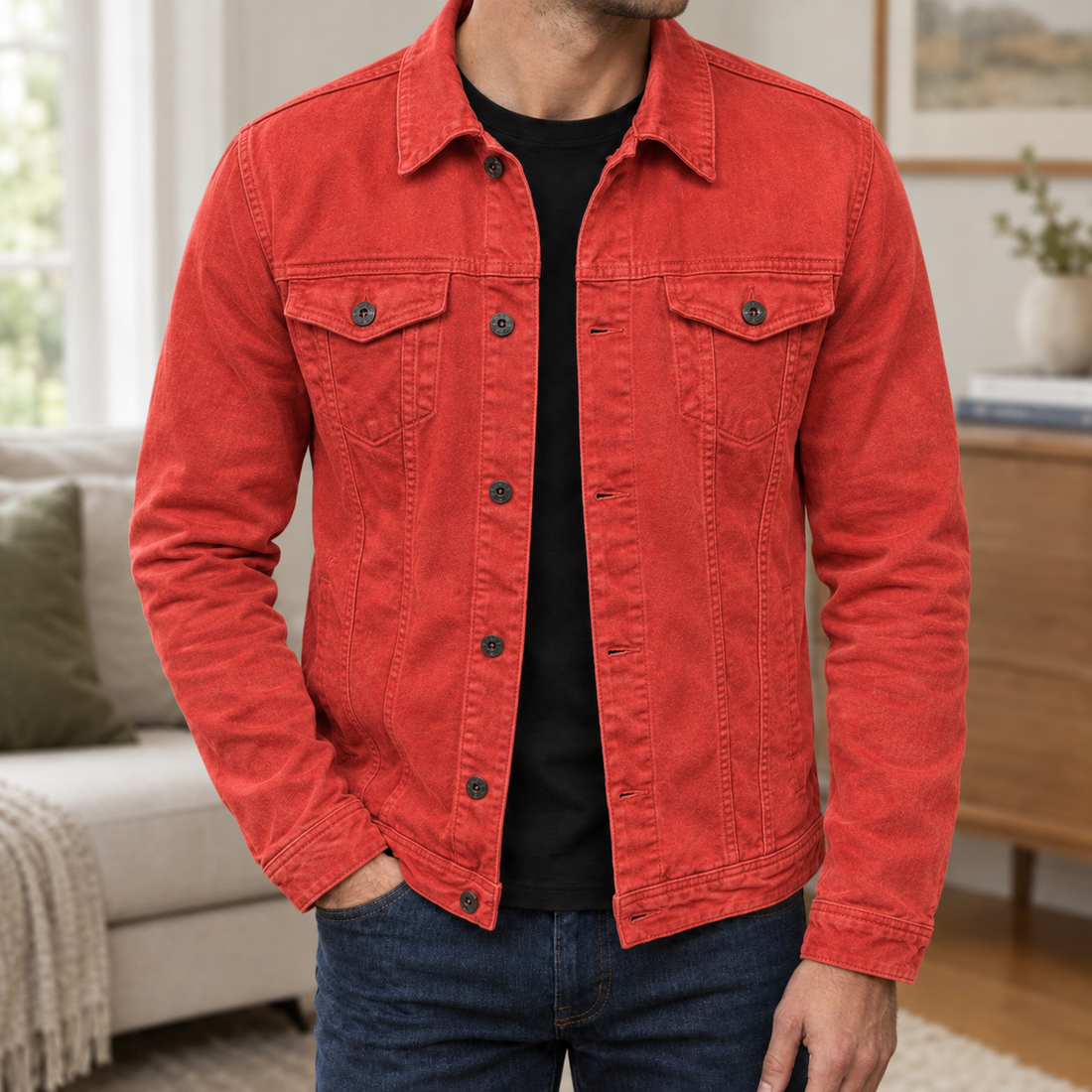 Ancel-Hayes Denim Jacket - Red