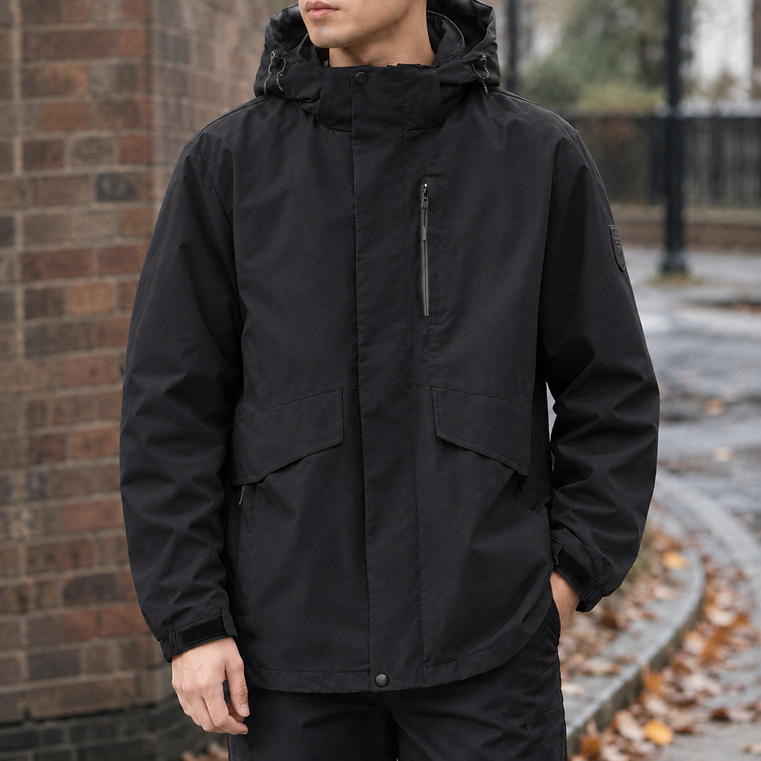 Victor-Wade Hooded Utility Jacket - Black