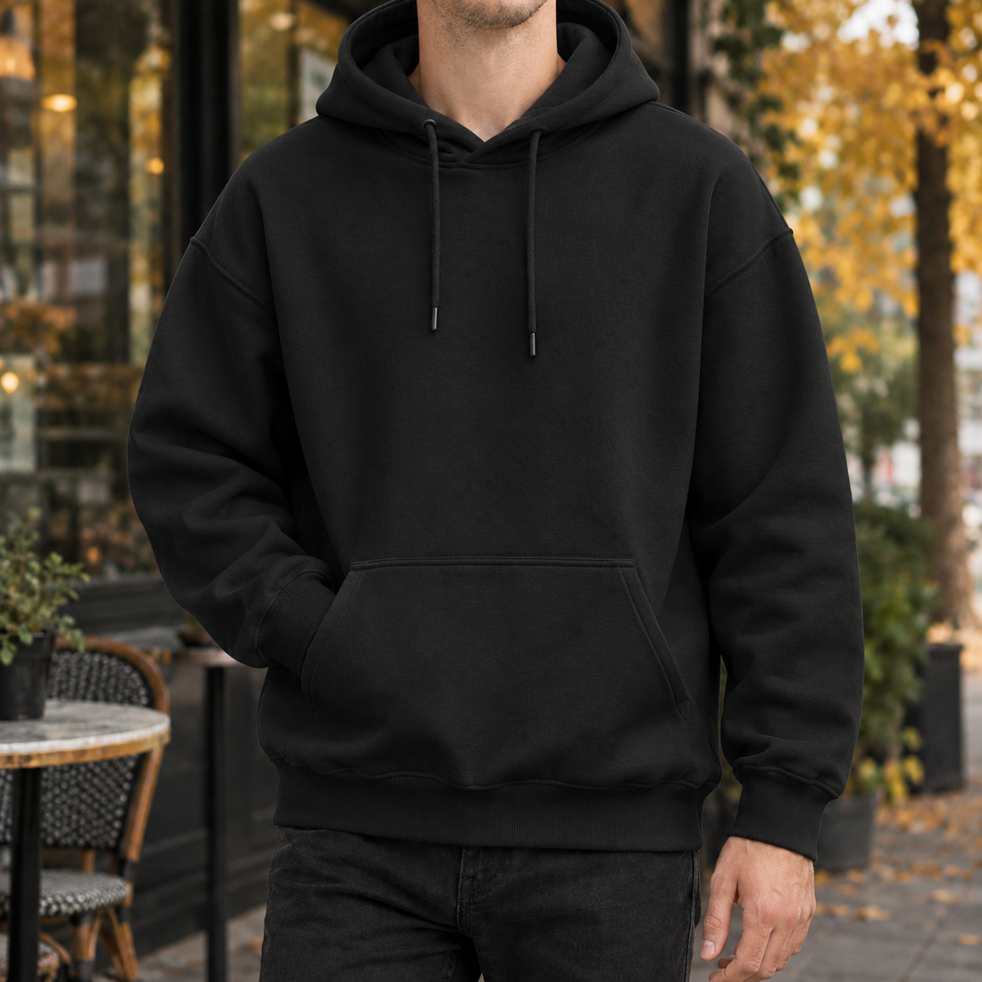 Idris-York Relaxed Hoodie - Black