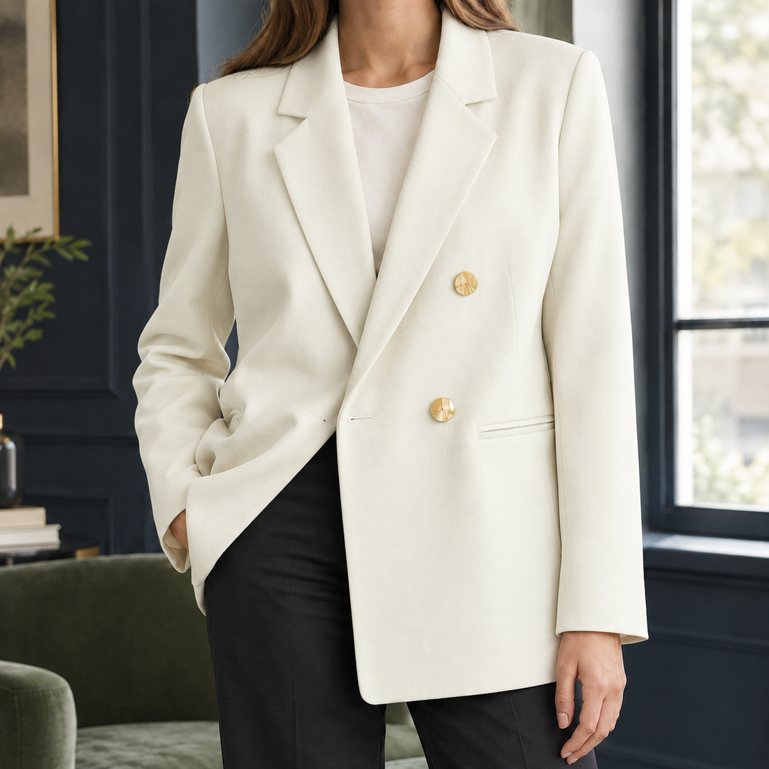 Cleo-Claire Double Breasted Blazer - White