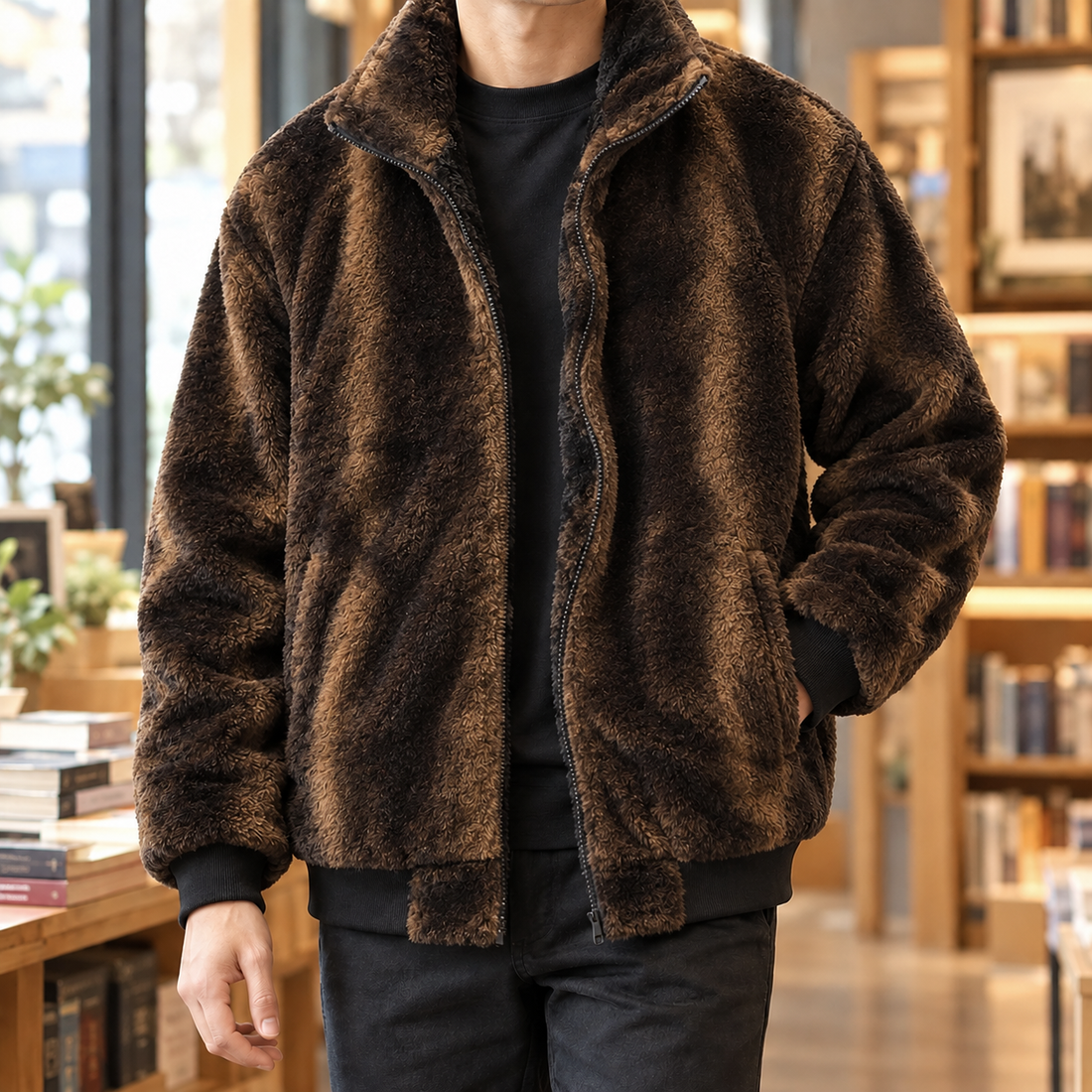 Jayden-Stone Plush Jacket - Brown
