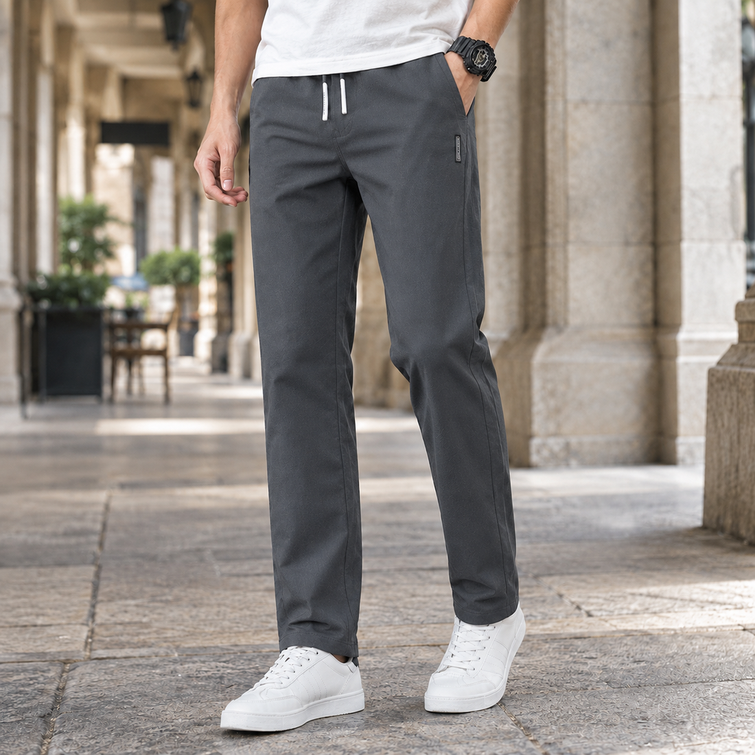 Soren-Lane Straight Leg Pants - Dark Gray
