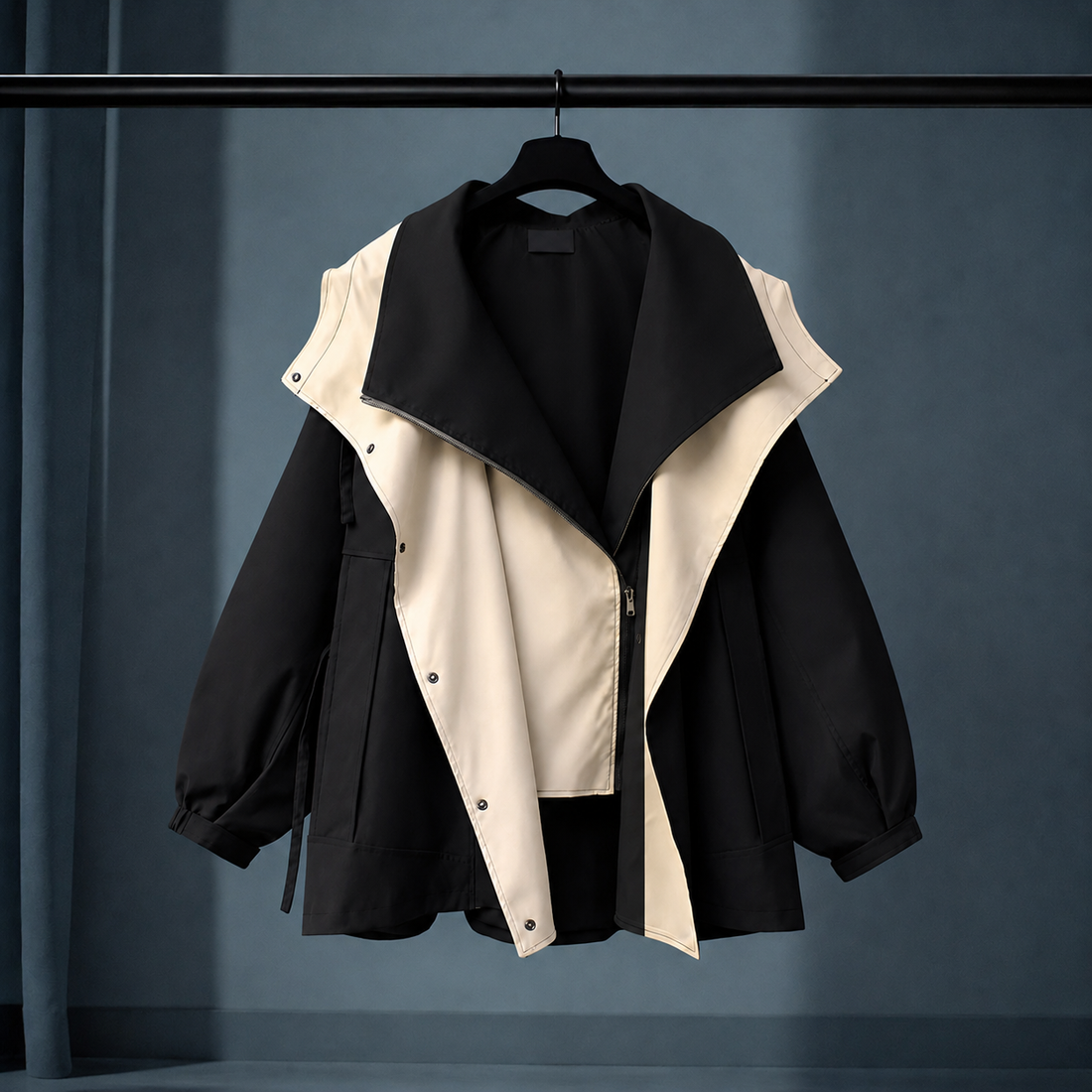 Giles-Jude Layered Windbreaker - Black