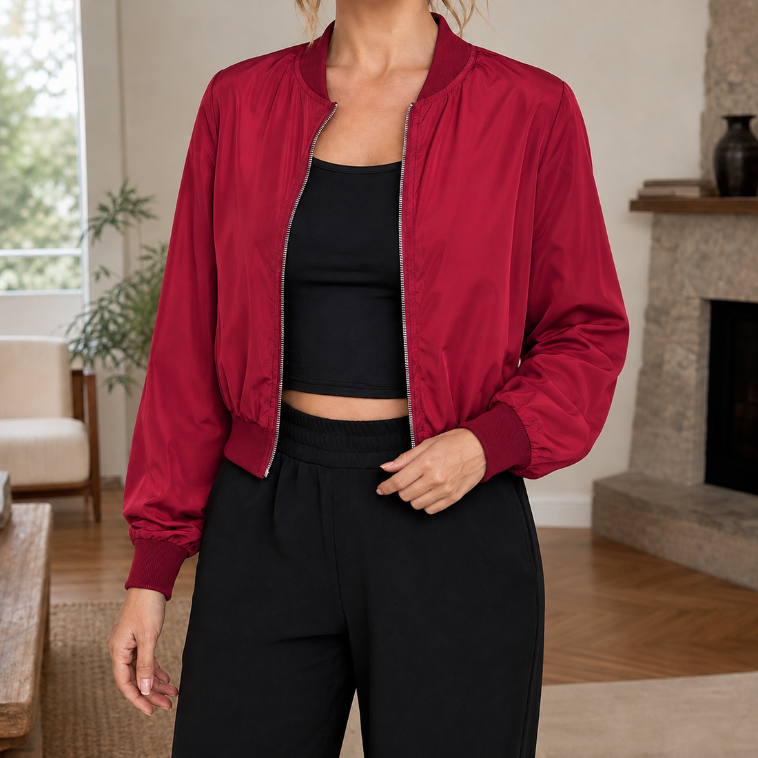 Kara-Jade Bomber Jacket - Red