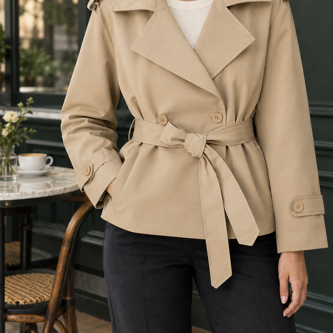 Geraldine-Faye Belted Trench Jacket - Khaki