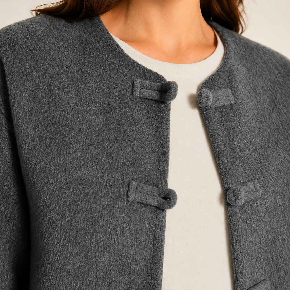 Chiara Frog Closure Jacket - Lead Product Detail