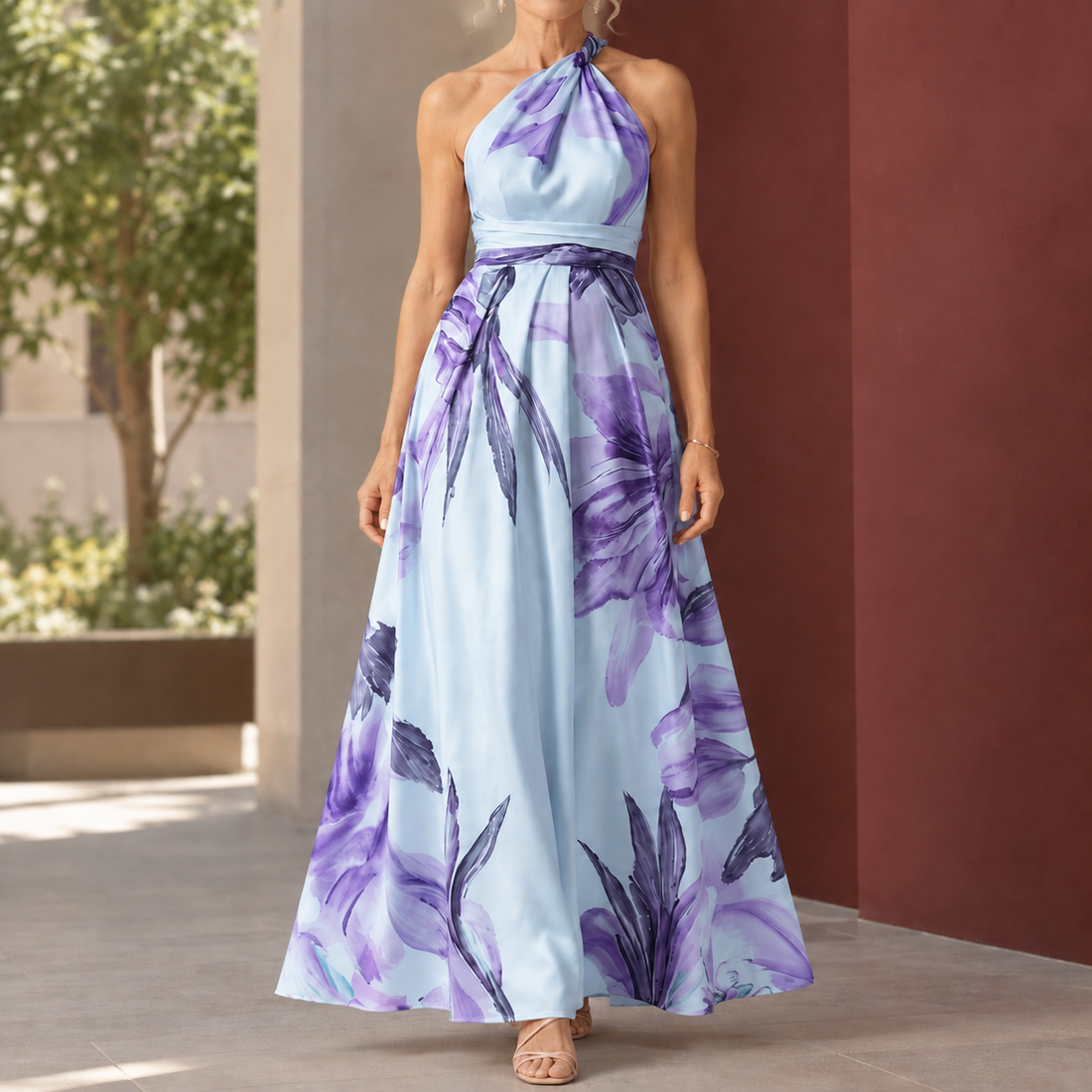 Estelle-Lane Halter Maxi Dress - Purple