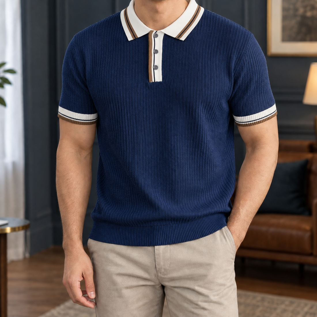 Asher Ribbed Polo - Royal Blue