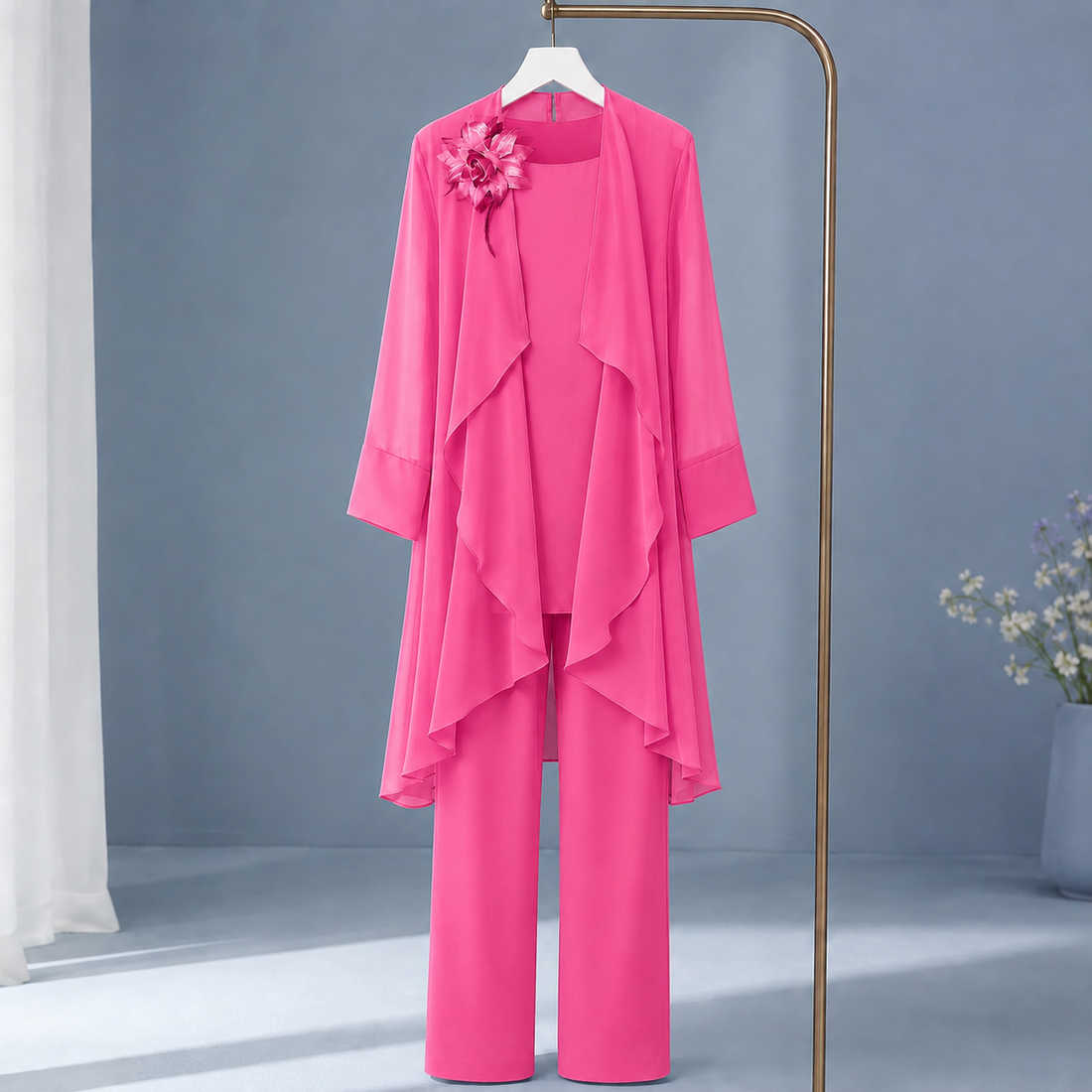 Mina-June Draped Pantsuit - Azalea