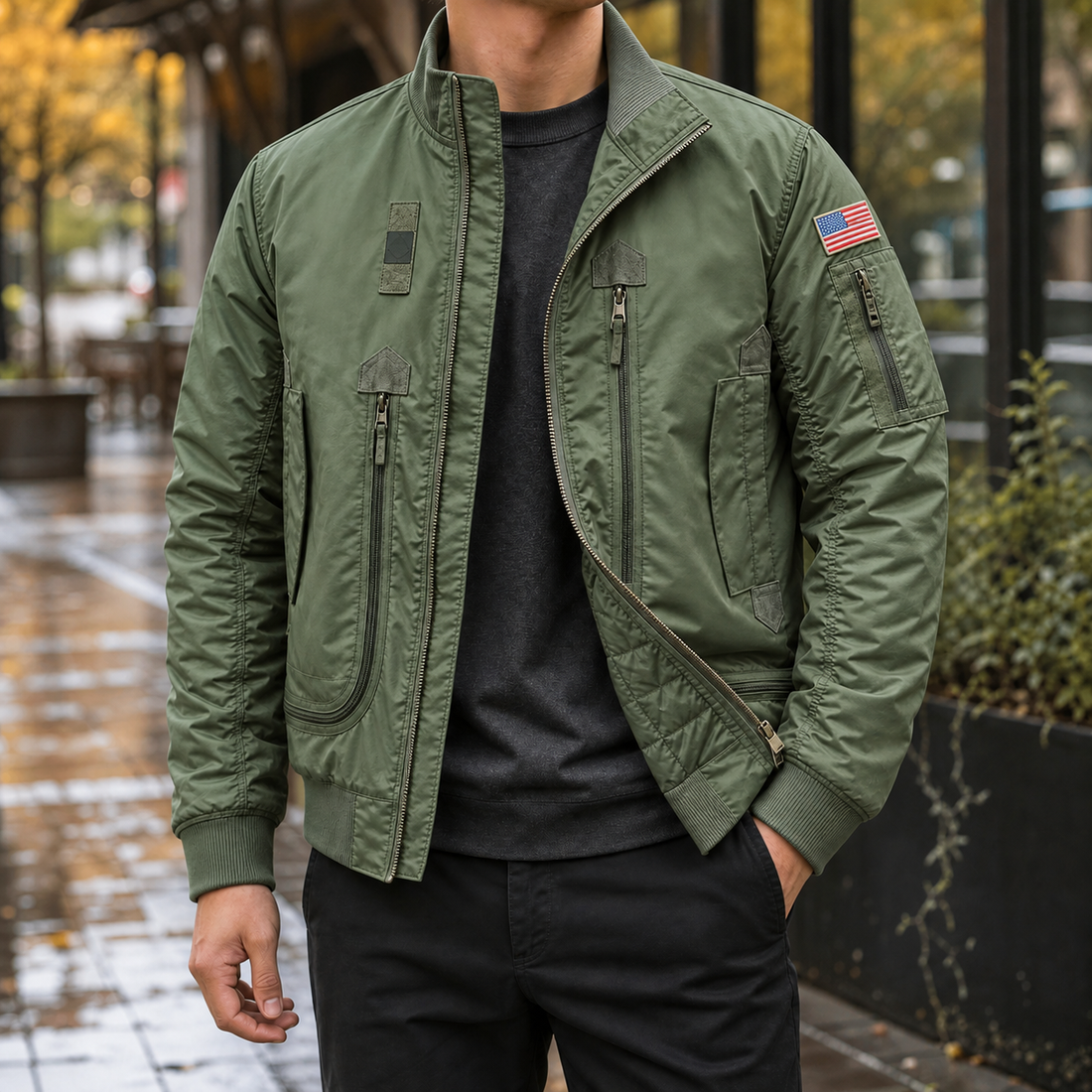 Elias-James Pilot Jacket - Army Green