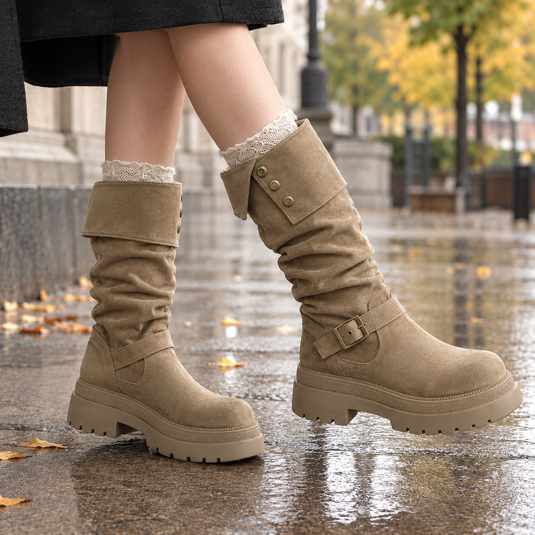 Ferrara-Garda Platform Boots - Khaki