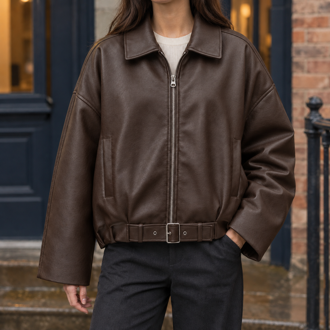 Elise-Rae Belted Jacket - Brown