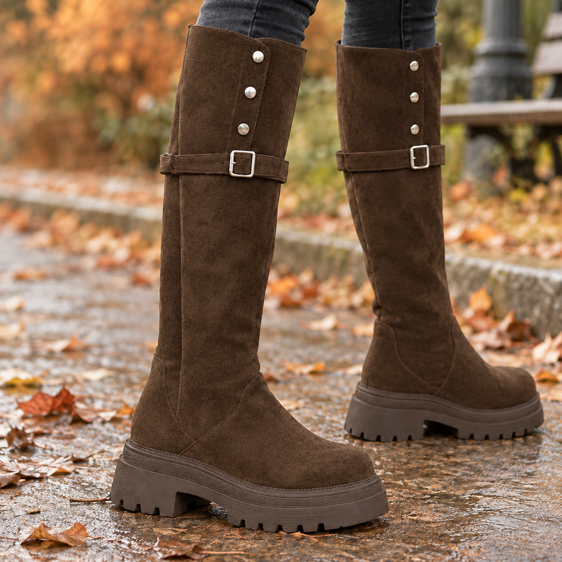 Tiepolo-Monza Suede Platform Boots - Brown