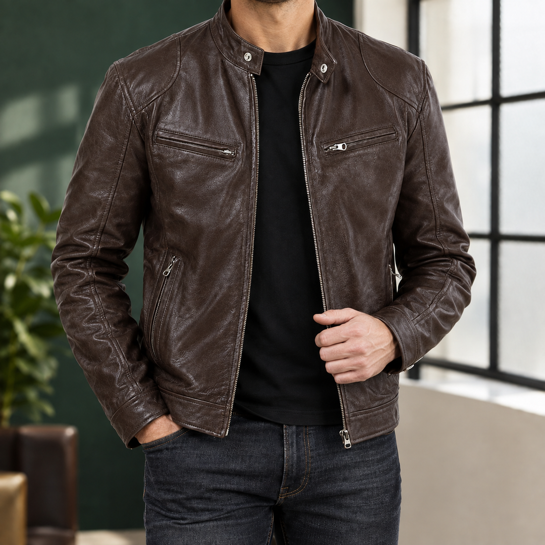 Leopold-Jude Racer Jacket - Brown