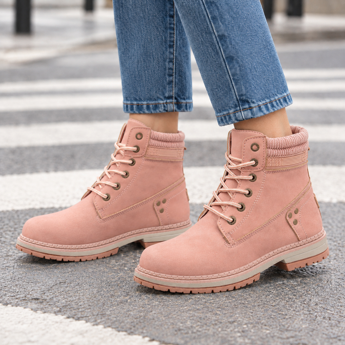 Mantegna Lace-Up Boots - Pink