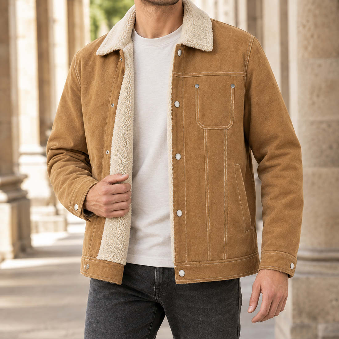 Ernest-Wren Fleece-Lined Jacket - Caramel Brown
