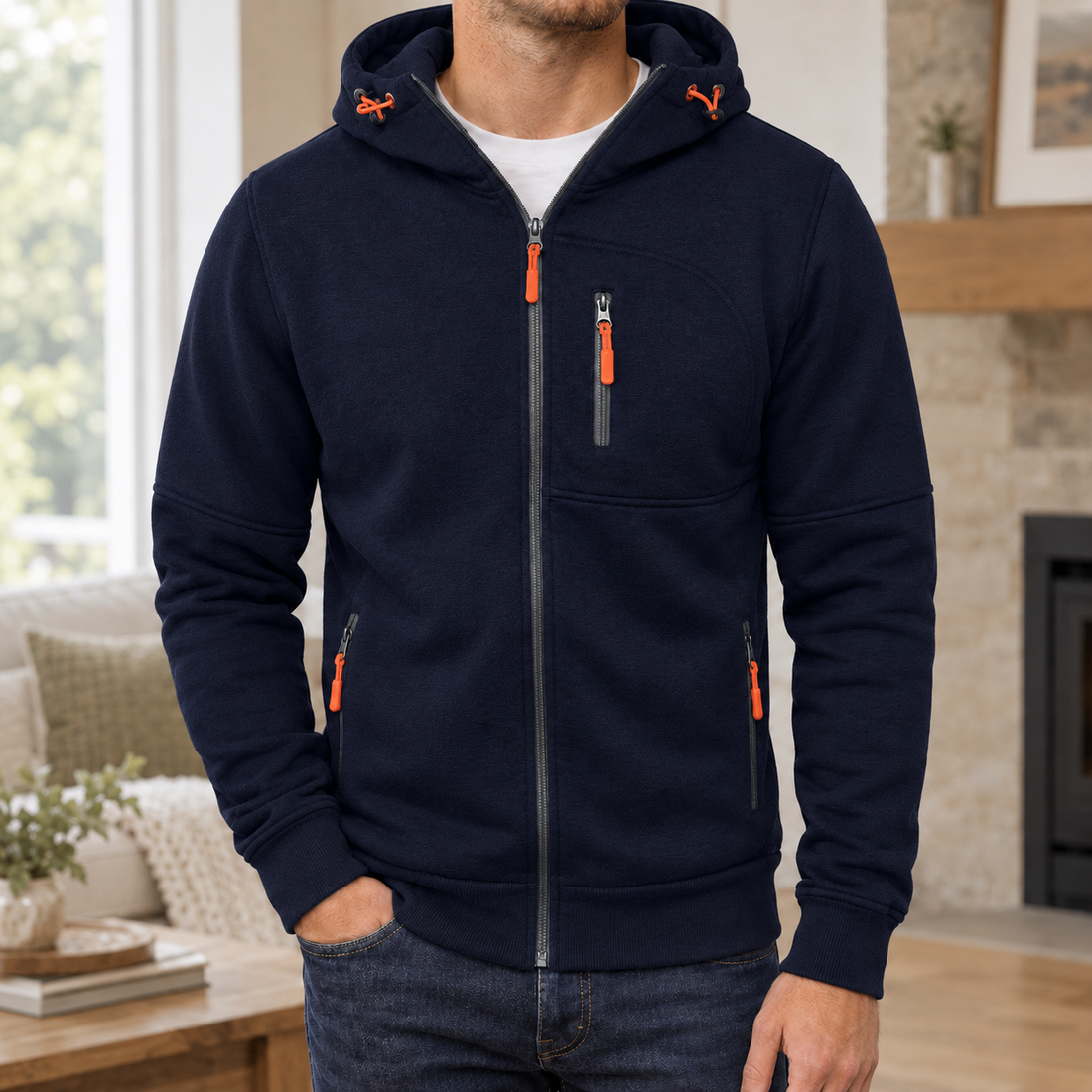 Nash-Ellis Zip Hoodie - Navy Blue
