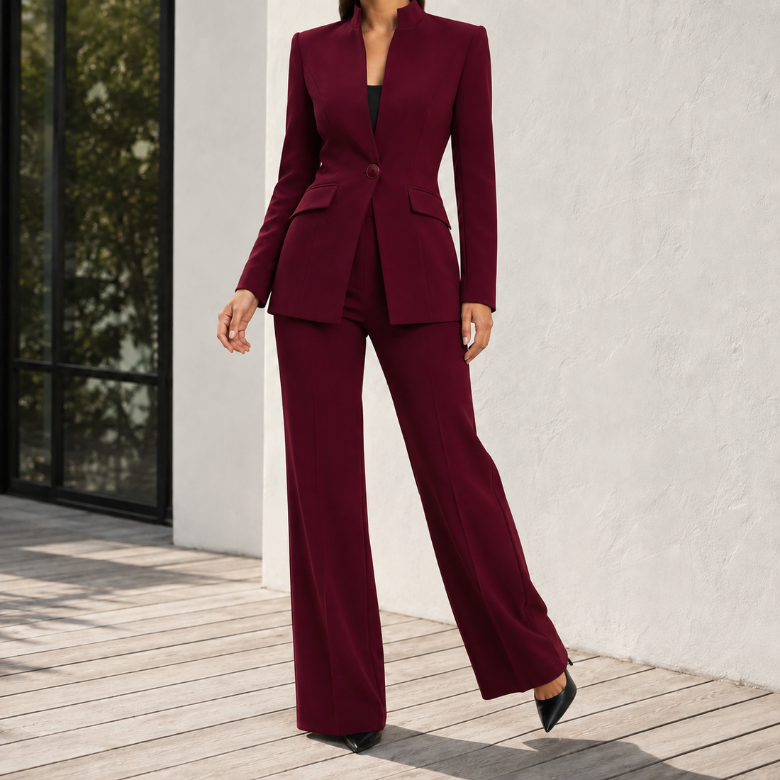 Nina Tailored Set - Burgundy