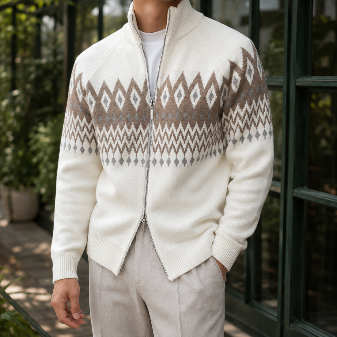 Dominic Fair Isle Sweater - Beige