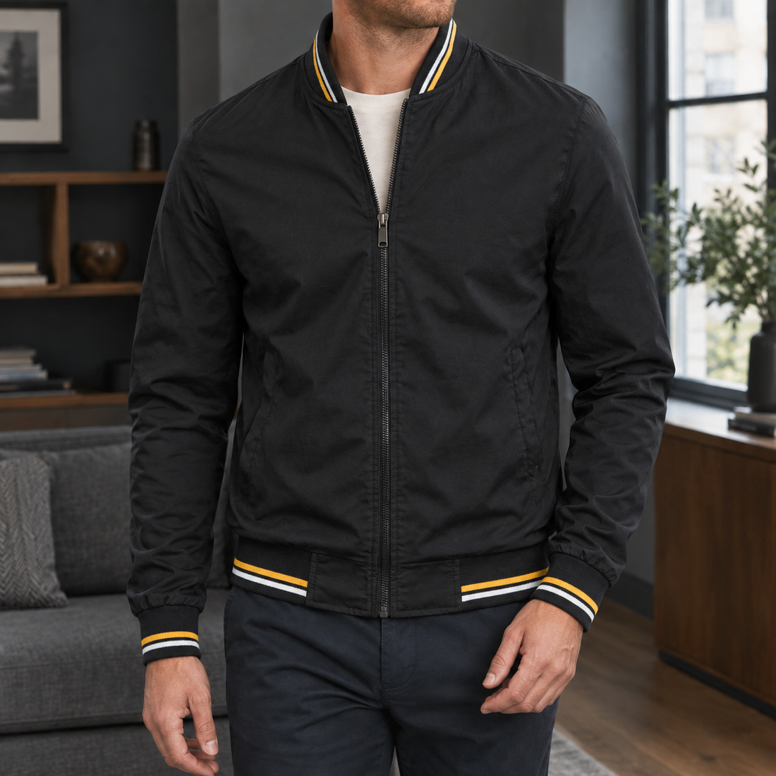 Armand-James Ribbed Jacket - Black