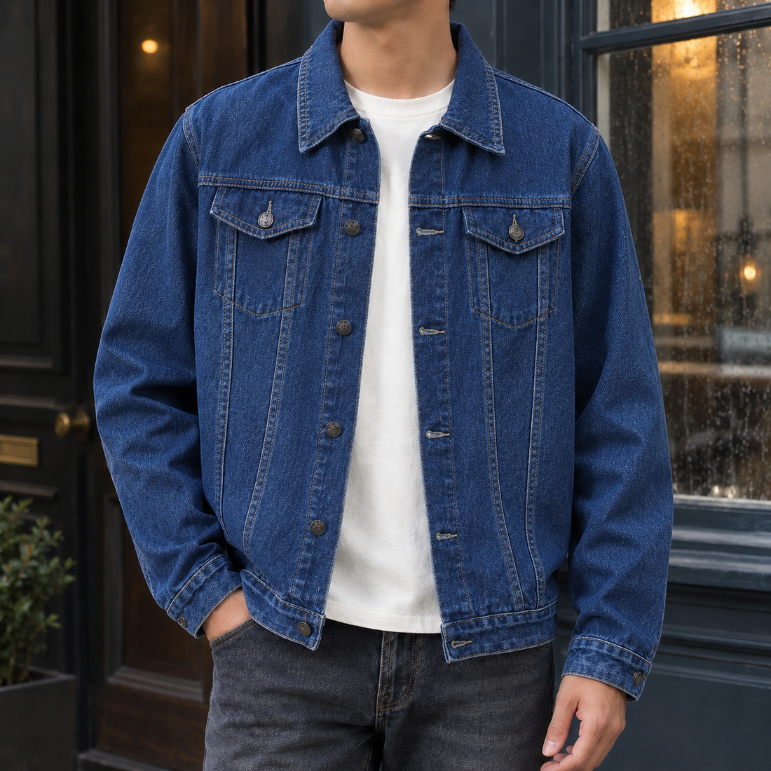 Olivier-York Washed Denim Jacket - Blue