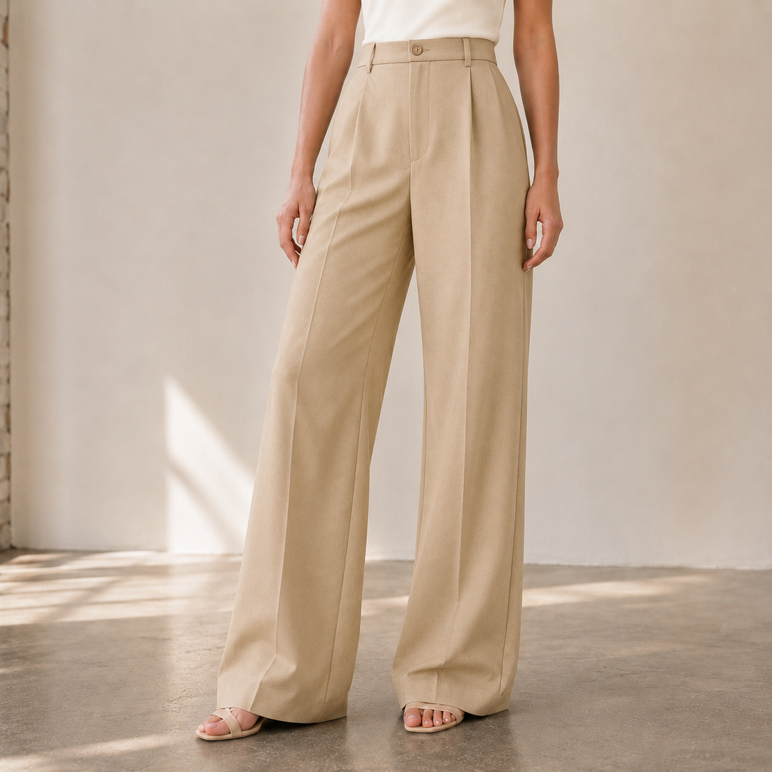 Juliet High Rise Pants - Beige