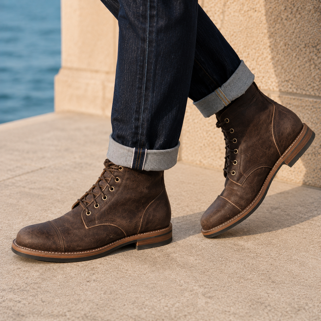 Valente Cap Toe Boots - Dark Brown