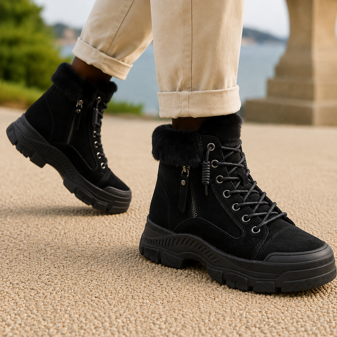Vinci Cuffed Boots - Black