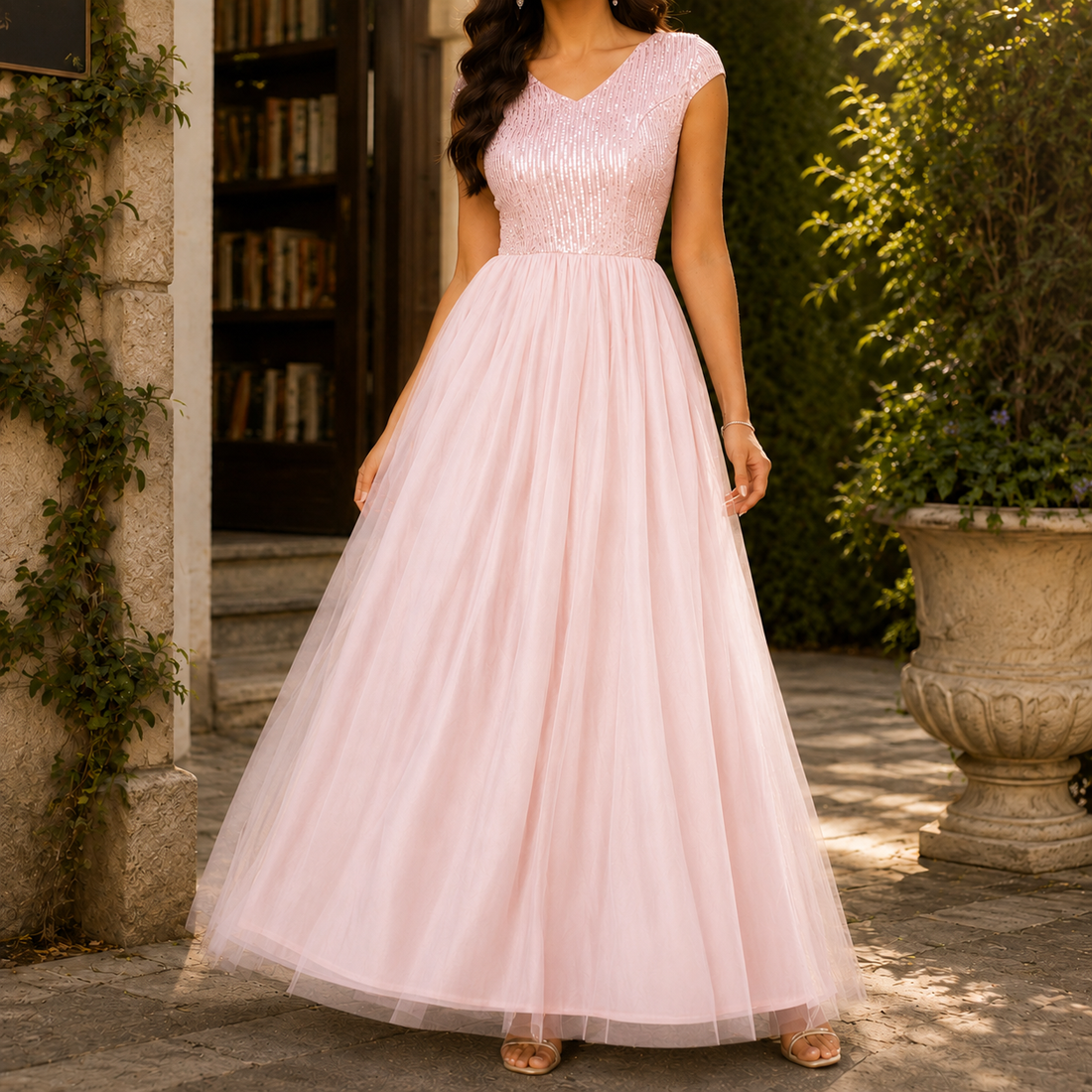 Francesca-Faye Sequin Maxi Dress - Blush Pink