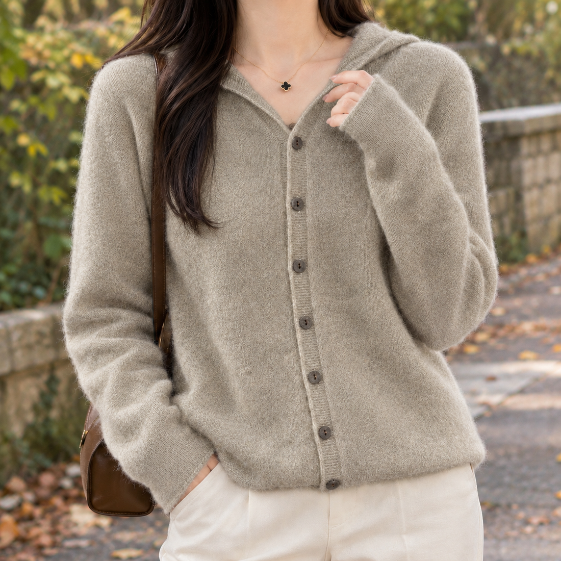 Gemma-Grace Merino Wool Cardigan - Raw Camel