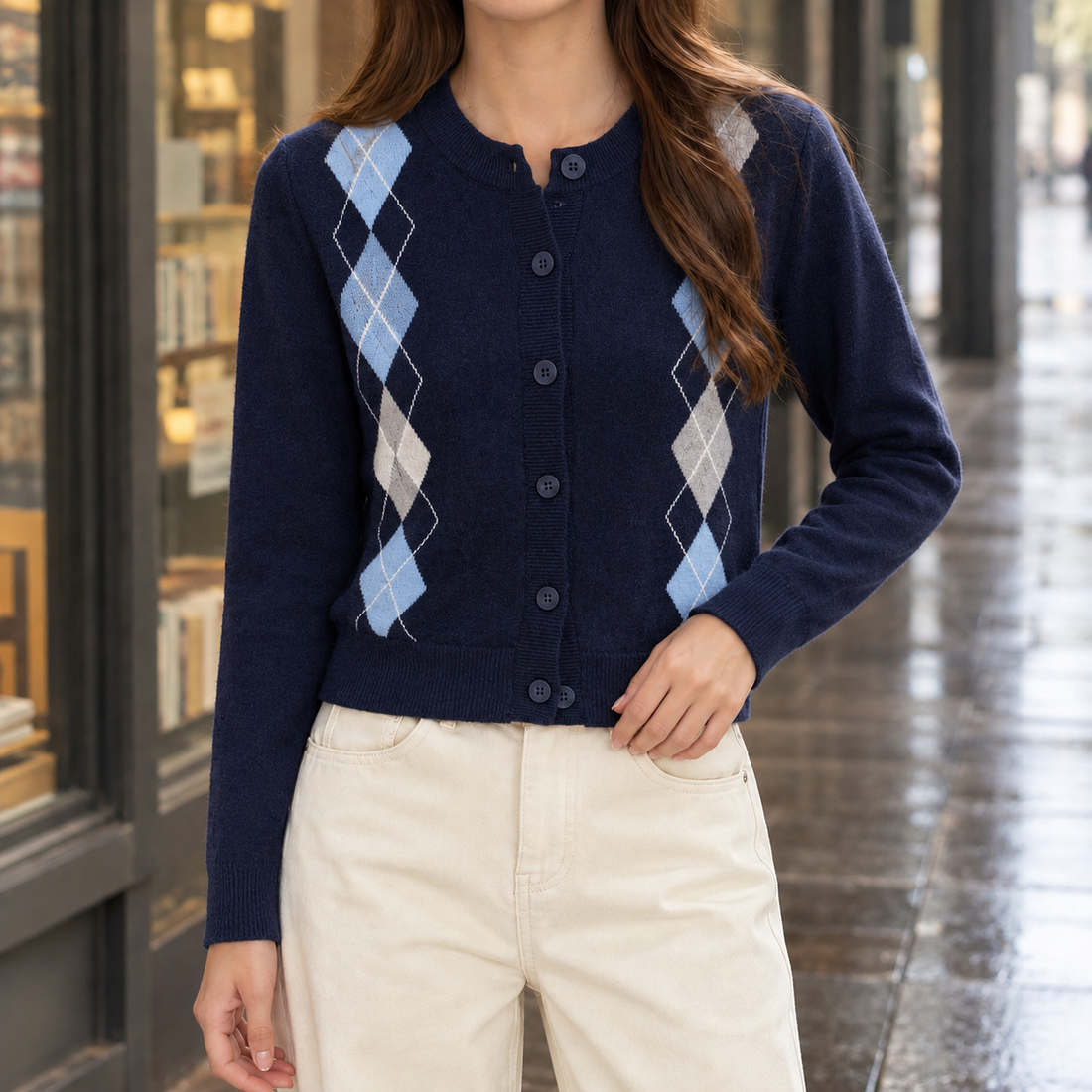 Audric-Scott Argyle Cardigan - Sapphire Blue