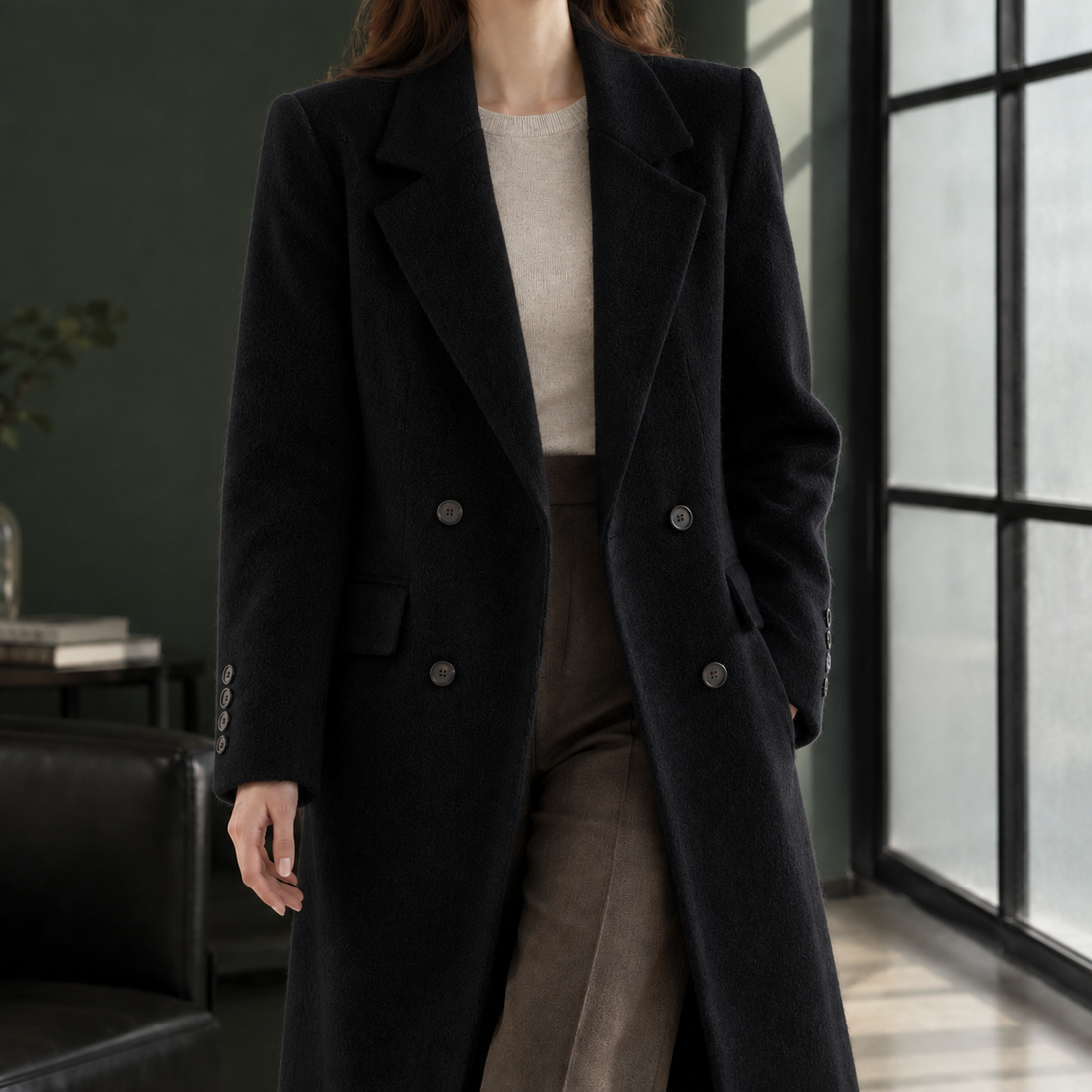 Leah-Grace Wool Coat - Black