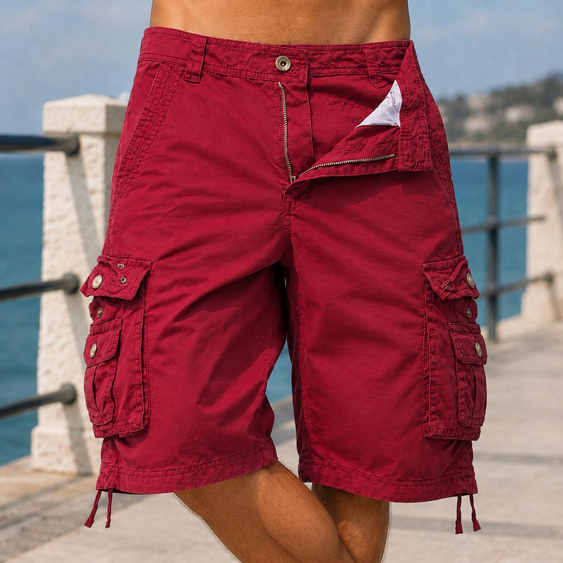 Julian-West Comfort Cargo Shorts - Red